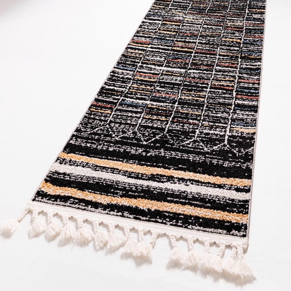 Unique Loom Aramis Collection Area Rug - Gage (2' x 8' Runner Multi/Black)
