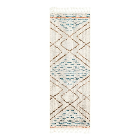Unique Loom Aramis Collection Area Rug - Kavi (2' x 6' Runner Ivory/Beige)