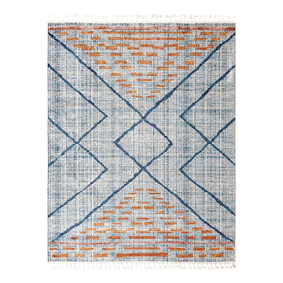 Unique Loom Aramis Collection Area Rug - Kavi (7' 10" x 10' Rectangle Blue/Cream)