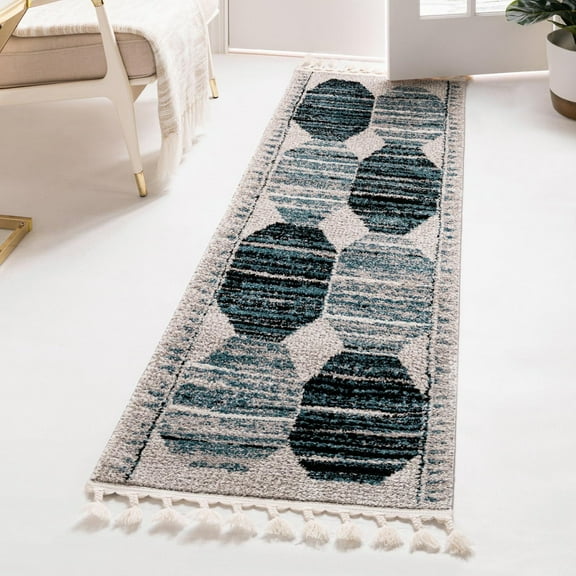 Unique Loom Aramis Collection Area Rug - Maxi (2' 7" x 13' Runner Blue/Beige)