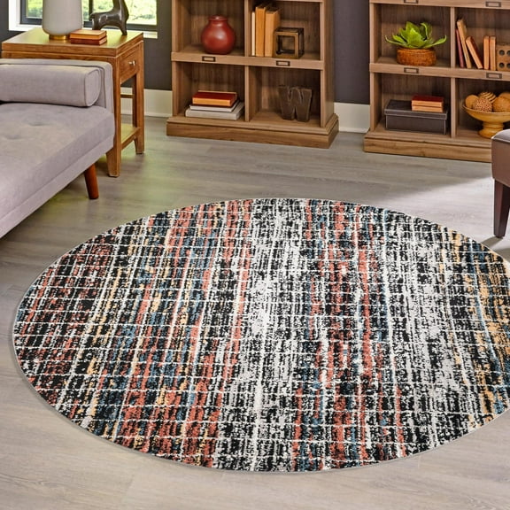 Unique Loom Aramis Collection Area Rug - Oliver (10' Round Multi/Black)