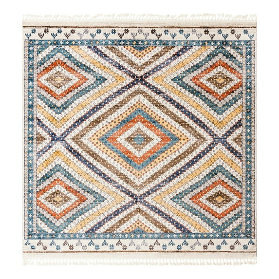 Unique Loom Aramis Collection Area Rug - Rio (10' Square Blue/Cream)