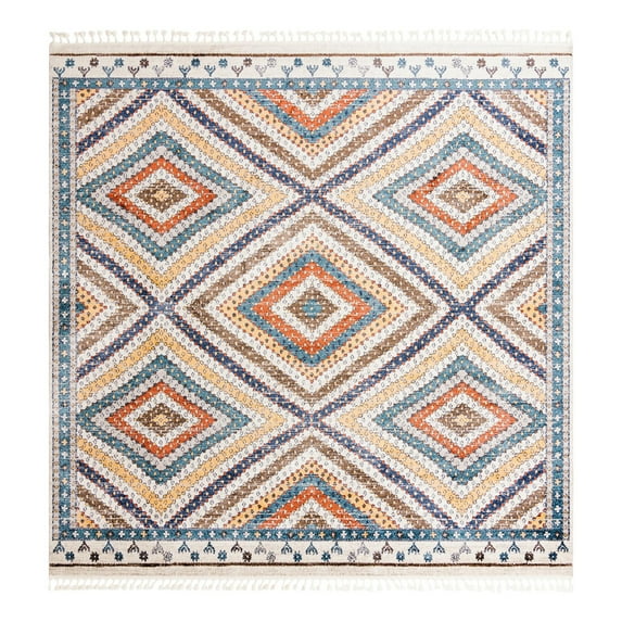 Unique Loom Aramis Collection Area Rug - Rio (12' Square Blue/Cream)