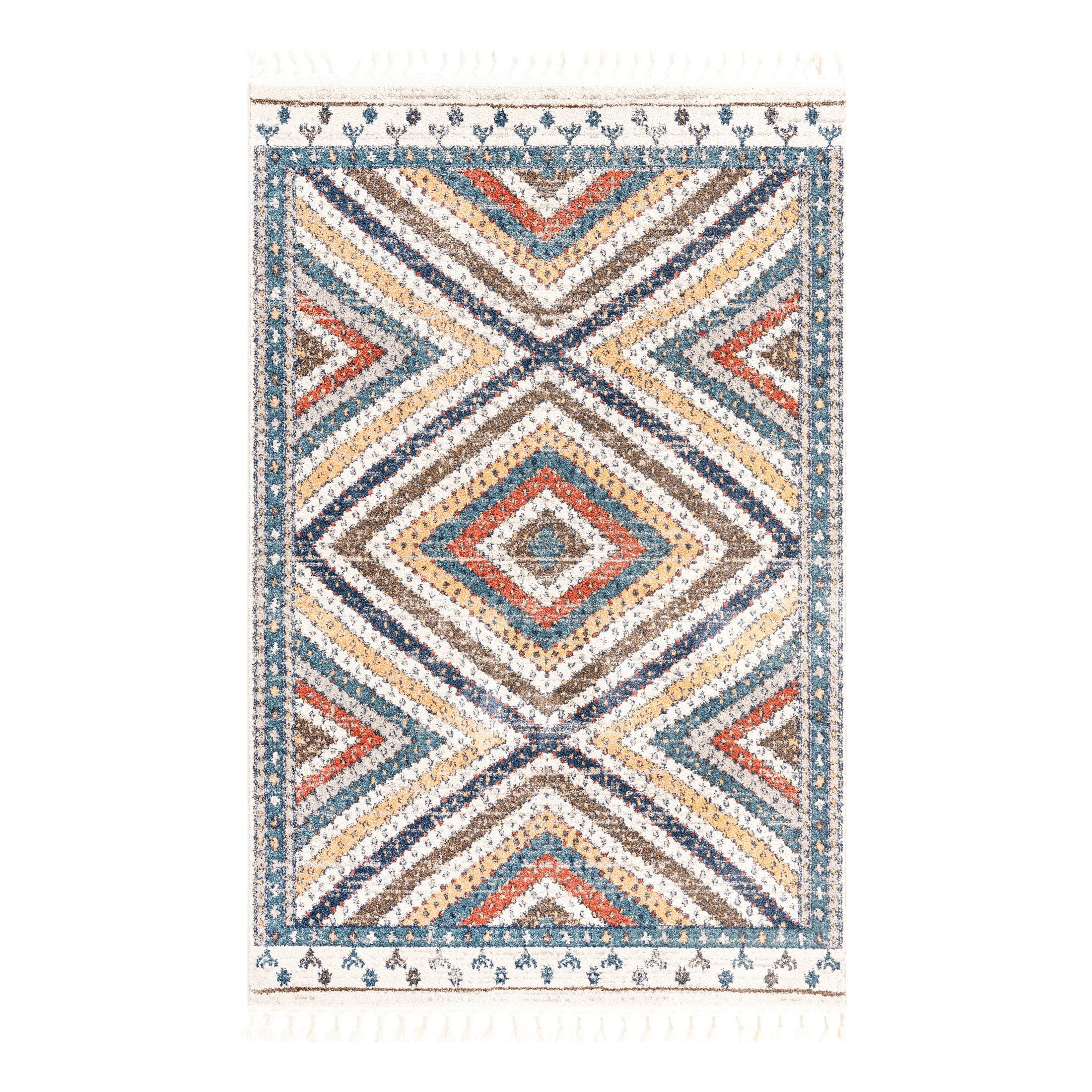 Blue Geometric Braided Synthetic Rectangular Area Rug