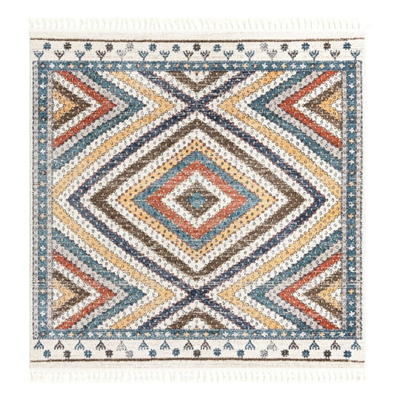 Unique Loom Aramis Collection Area Rug - Rio (7' 10" Square Blue/Cream)