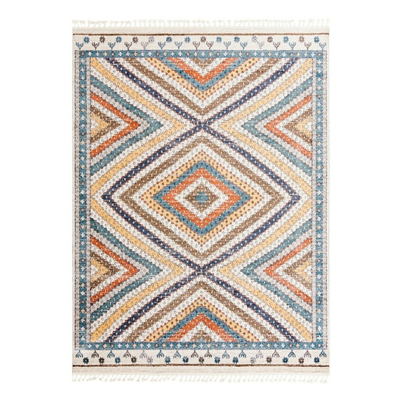 Unique Loom Aramis Collection Area Rug - Rio (9' x 12' Rectangle Blue/Cream)
