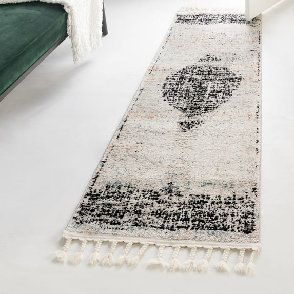 Unique Loom Aramis Collection Area Rug - Selif (2' 7" x 13' Runner Ivory/Cream)