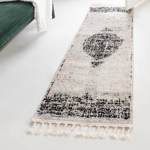 Unique Loom Aramis Collection Area Rug - Selif (2' x 6' Runner Ivory/Cream)