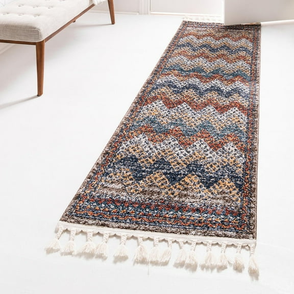 Unique Loom Aramis Collection Area Rug - Stella (2' 7" x 13' Runner Multi/Beige)