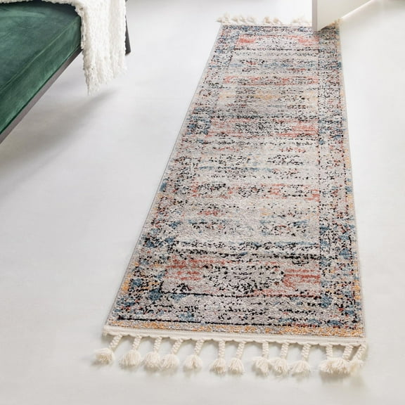 Unique Loom Aramis Collection Area Rug - Tal (2' x 8' Runner Multi/Beige)