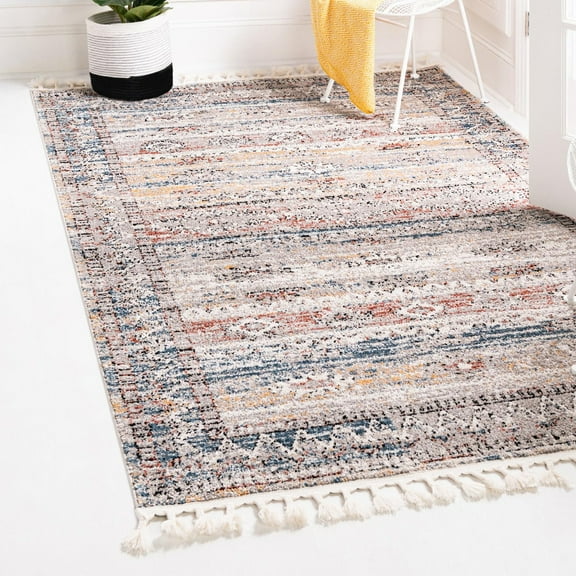 Unique Loom Aramis Collection Area Rug - Tal (4' x 6' Rectangle Multi/Beige)