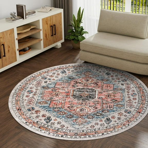 Unique Loom Aramis Collection Area Rug - Victor (7' Round Gray/Beige)