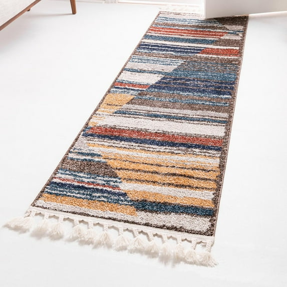 Unique Loom Aramis Collection Area Rug - Zoe (2' x 8' Runner Multi/Brown)