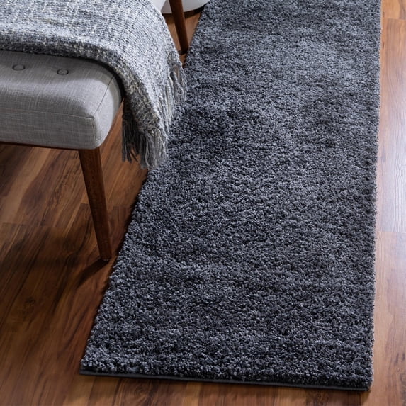 Unique Loom Soft Solid Shag Collection Area Rug - Aras (2' x 6' 9" Runner Smoke Gray)