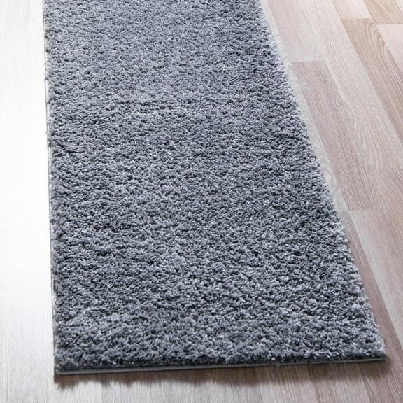 Unique Loom Soft Solid Shag Collection Area Rug - Aras (2' 7" x 13' 1" Runner Pebble Gray)
