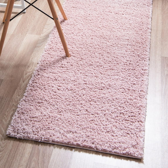Unique Loom Soft Solid Shag Collection Area Rug - Aras (2' 7" x 13' 1" Runner Pink)