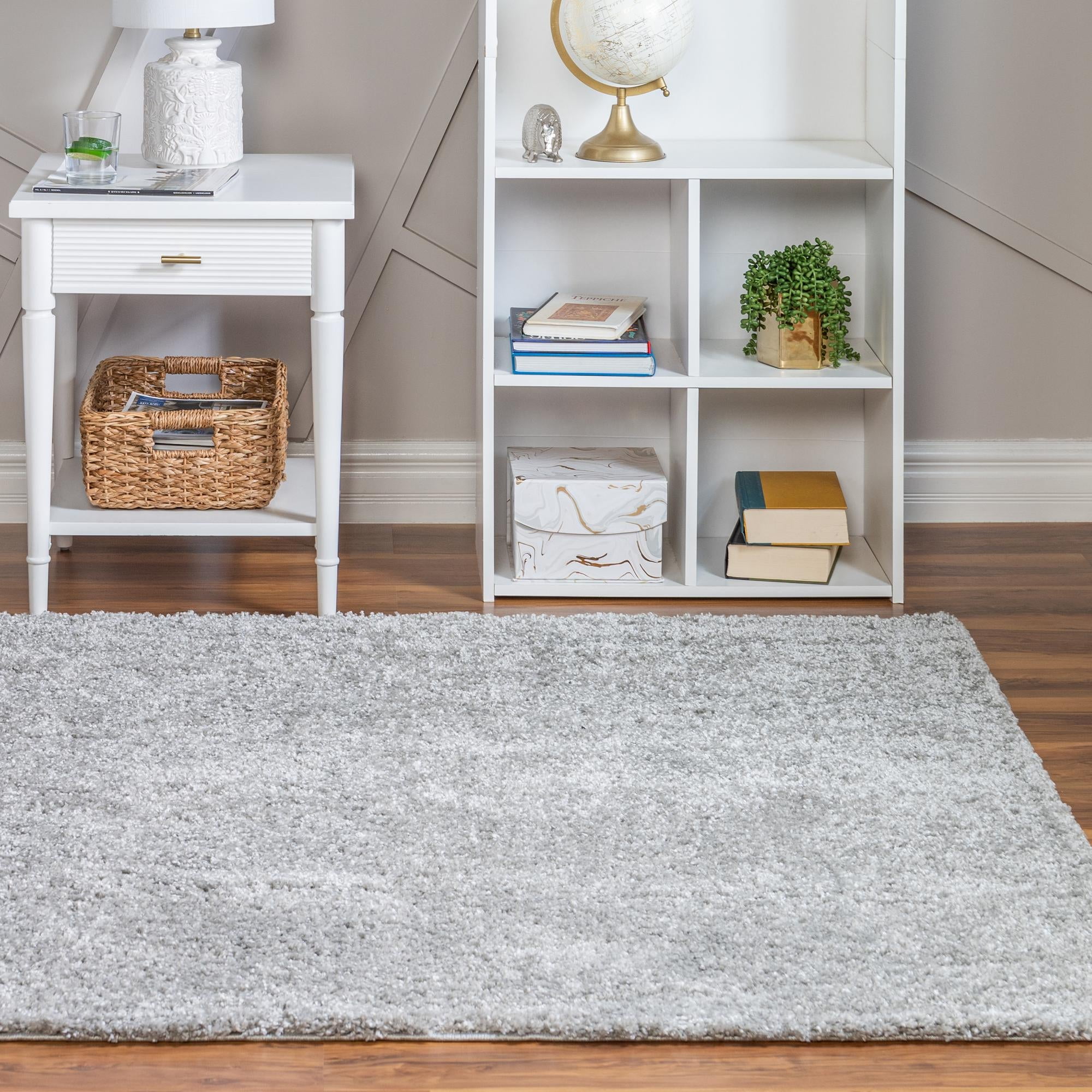 Cloud Gray 8' Square Synthetic Shag Rug