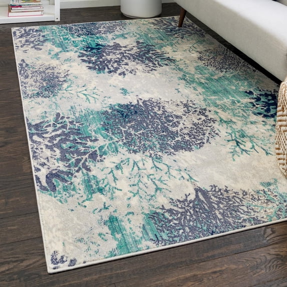 Unique Loom Ariel Collection Area Rug - Coral (7' 10" x 10' Rectangle Blue/Green)