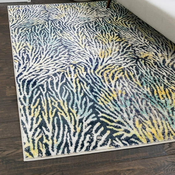 Unique Loom Ariel Collection Area Rug - Seaweed (2' x 3' Rectangle Blue/Ivory)