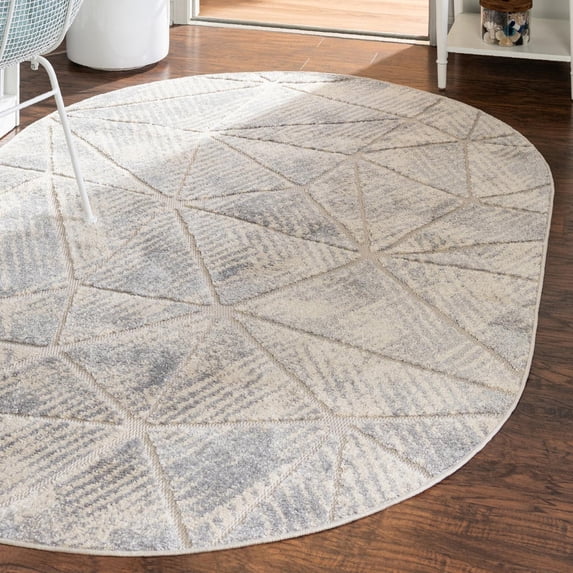 Unique Loom Arlo Collection Area Rug - AJ (4' x 6' Oval Sandy Beige/Gray)