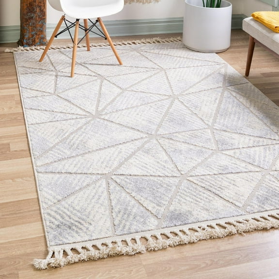 Unique Loom Arlo Collection Area Rug - AJ (5' 3" x 8' Rectangle Sandy Beige/Gray)