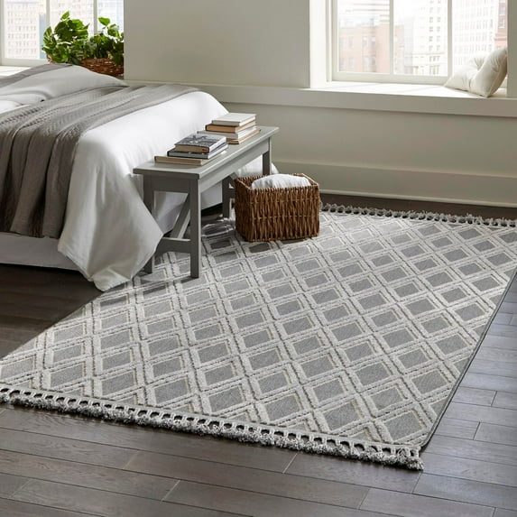 Unique Loom Arlo Collection Area Rug - Derek (9' 10" x 14' Rectangle Charcoal/Ivory)