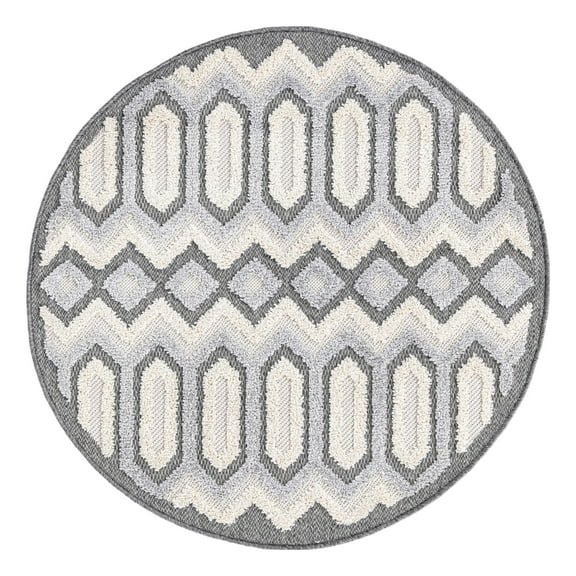 Unique Loom Arlo Collection Area Rug - JJ (3' 3" Round Charcoal/Ivory)