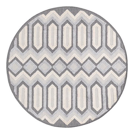 Unique Loom Arlo Collection Area Rug - JJ (5' 3" Round Charcoal/Ivory)
