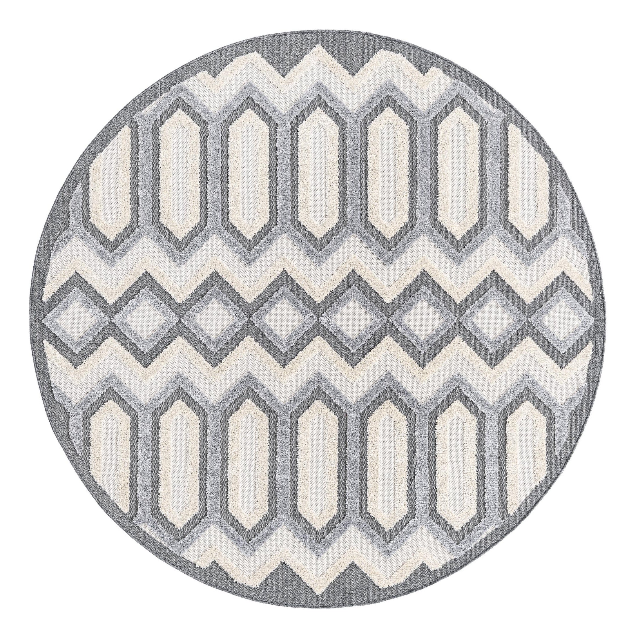Unique Loom Arlo Collection Area Rug - JJ (7' Round Charcoal/Ivory ...