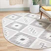 Unique Loom Arlo Collection Area Rug - Kai (5' 3" x 8' Oval Sandy Beige/Gray)