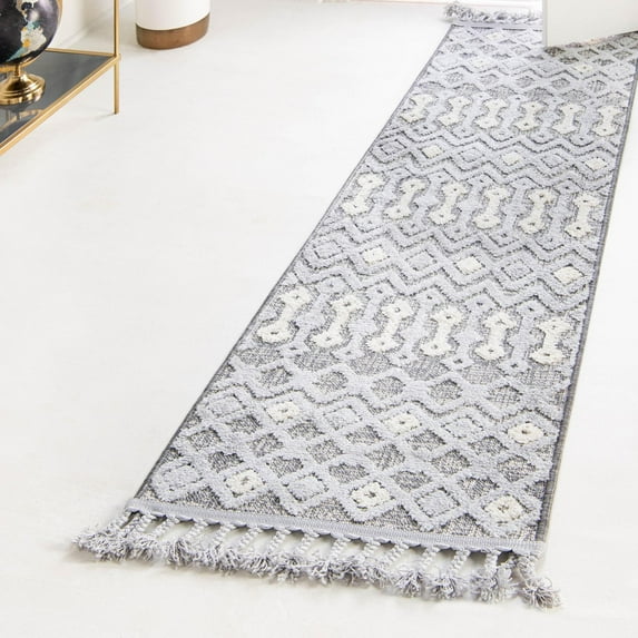 Unique Loom Arlo Collection Area Rug - Lenny (2' x 6' Runner Gray/Ivory)