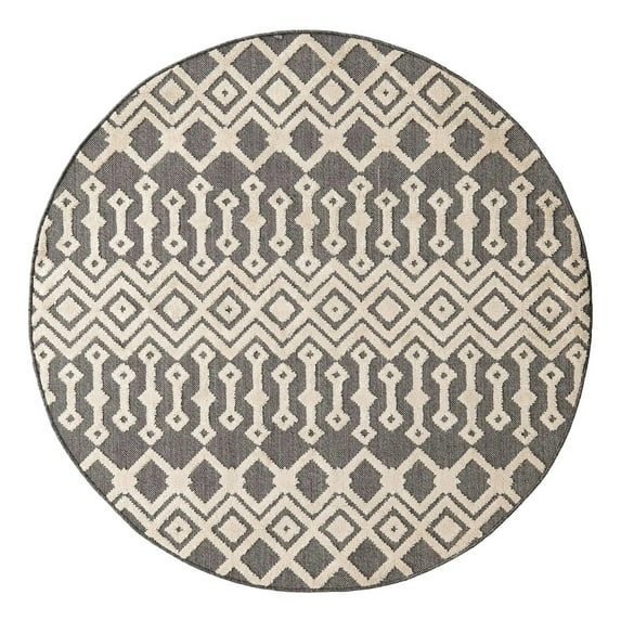 Unique Loom Arlo Collection Area Rug - Lenny (5' 3" Round Charcoal/Ivory)