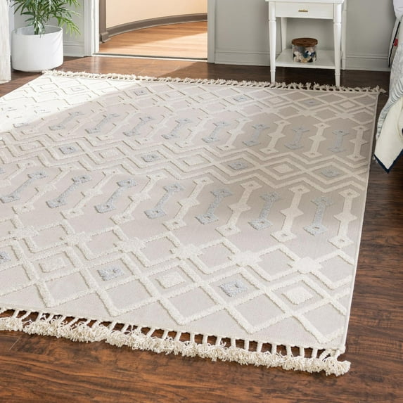 Unique Loom Arlo Collection Area Rug - Lenny (7' 10" Square Sandy Beige/Beige)