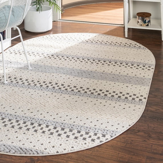 Unique Loom Arlo Collection Area Rug - Matti (5' 3" x 8' Oval Sandy Beige/Beige)