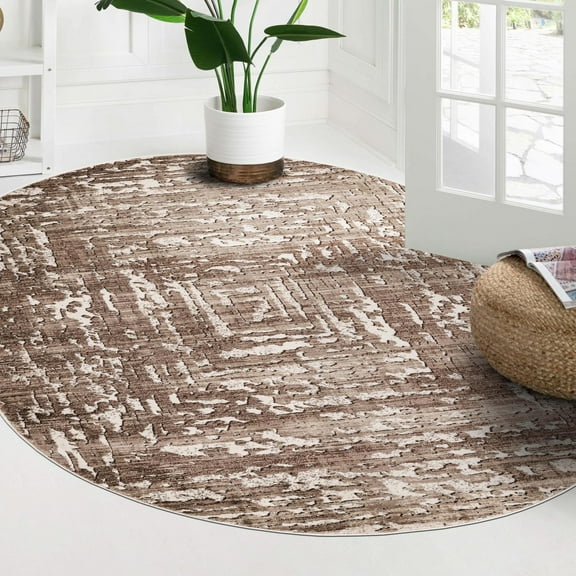 Unique Loom Hermitage Collection Area Rug - Armor (7' x 10' Oval Chocolate Brown/Black)
