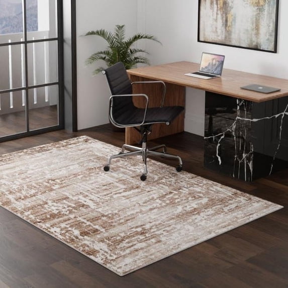 Unique Loom Hermitage Collection Area Rug - Armor (7' x 10' Rectangle Chocolate Brown/Black)