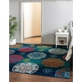 thumbnail image 1 of Unique Loom Aromi Azalea Rug Navy Blue/Ivory 7' 10" Square Botanical Transitional Perfect For Dining Room Living Room Bed Room, 1 of 3