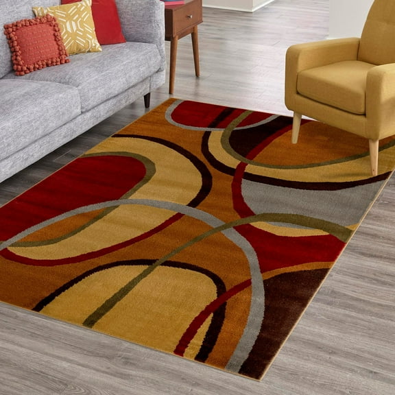 Unique Loom Cafe Collection Area Rug - Arpeggio (10' x 14' Rectangle Multi/Brown)