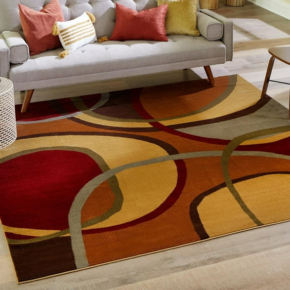 Unique Loom Cafe Collection Area Rug - Arpeggio (7' 10" Square Multi/Brown)