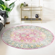 Unique Loom Paragon Collection Area Rug - Artemis 5 5 Round Pink/Ivory