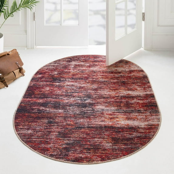 Unique Loom Asha Collection Area Rug - Rosas (2' x 3' Oval Rust Red/Ivory)