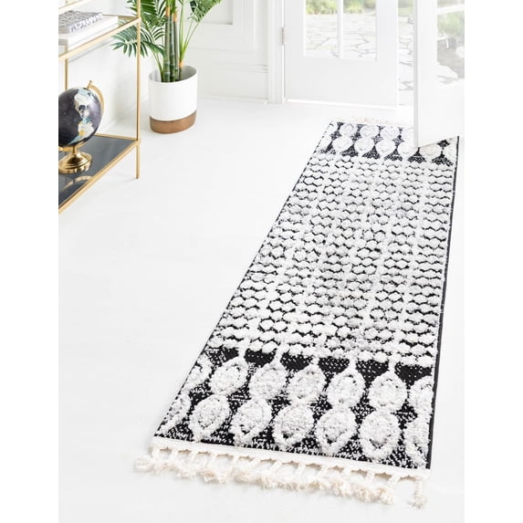 Unique Loom Cherokee Collection Area Rug - Asheville (2' x 12' Runner Charcoal/Ivory)