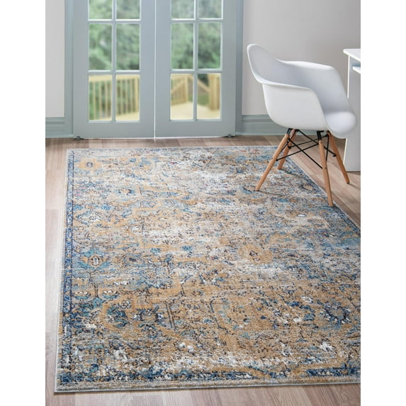 Unique Loom Assisi Augustus Rug , 7' 1" x 10' 0" ,Light Blue