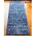 thumbnail image 1 of Unique Loom Assisi Augustus Rug Navy Blue/Black 2' 7" x 12' 2" Runner Floral Bohemian Perfect For Bathroom Hallway Mud Room Laundry Room, 1 of 7
