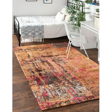 Unique Loom Atalier Estrella Rug Orange/Beige 7' 1" x 10' Rectangle Abstract Modern Perfect For Living Room Bed Room Dining Room Office
