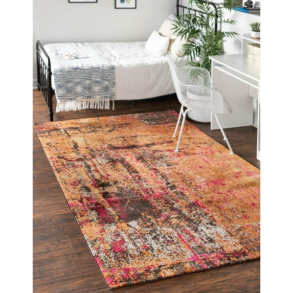 Unique Loom Atalier Estrella Rug Orange/Beige 9' x 12' 2" Rectangle Abstract Modern Perfect For Living Room Bed Room Dining Room Office