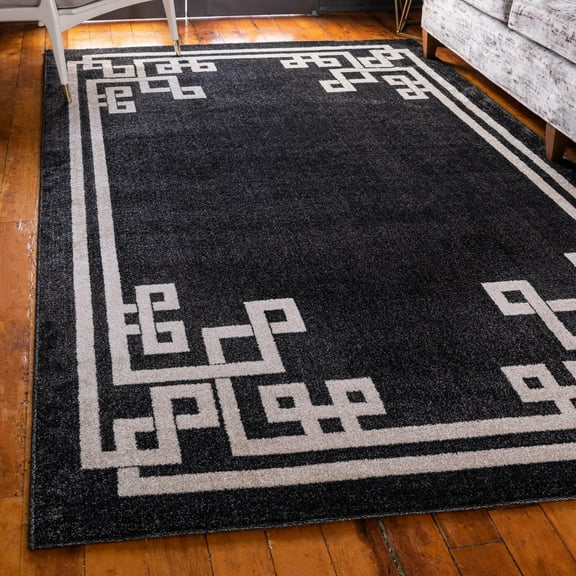 Unique Loom Athens Collection Area Rug - Geometric (2' x 3' 1" Rectangle Black/Beige)