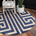 thumbnail image 1 of Unique Loom Athens Collection Area Rug - Greek Key (8' Round Navy Blue/Beige), 1 of 7