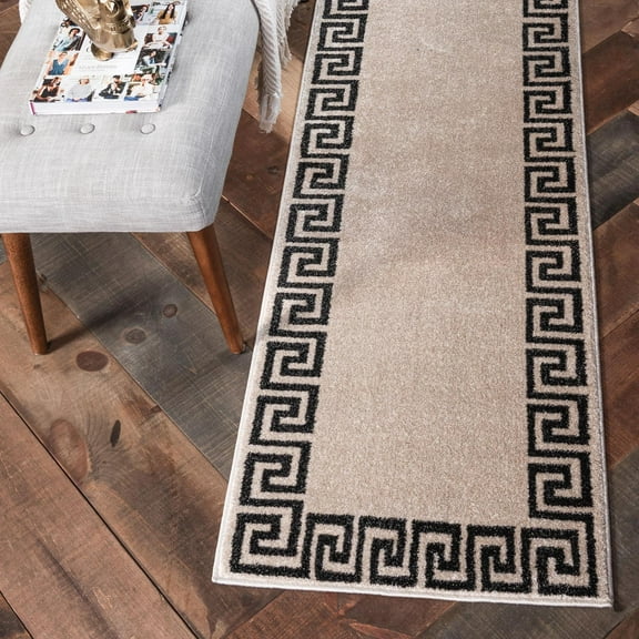 Unique Loom Athens Collection Area Rug - Modern (2' x 6' 1" Runner Beige and Gray/Beige)