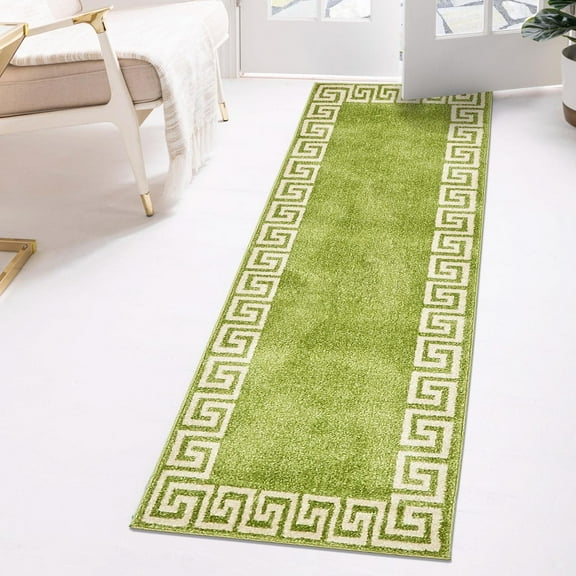Unique Loom Athens Collection Area Rug - Modern (2' x 6' 1" Runner Light Green/Beige)